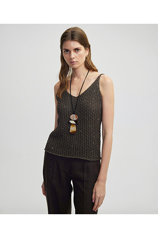 Payetli triko bluz - 1