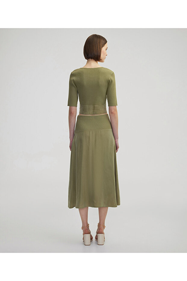 Triko ve cupro mix etek - 5