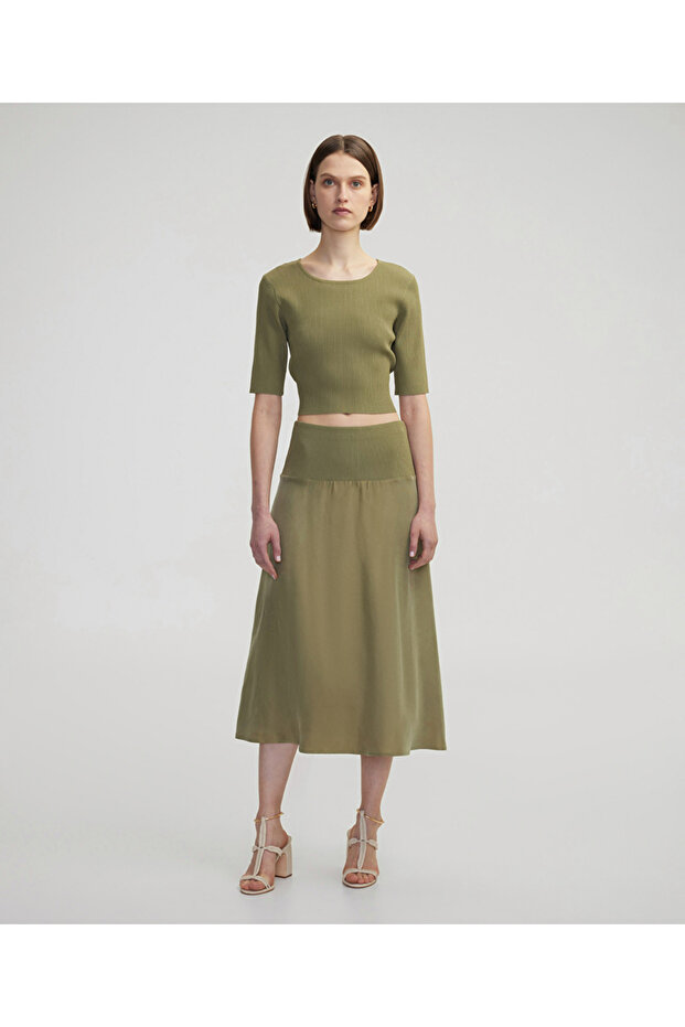 Triko ve cupro mix etek - 1