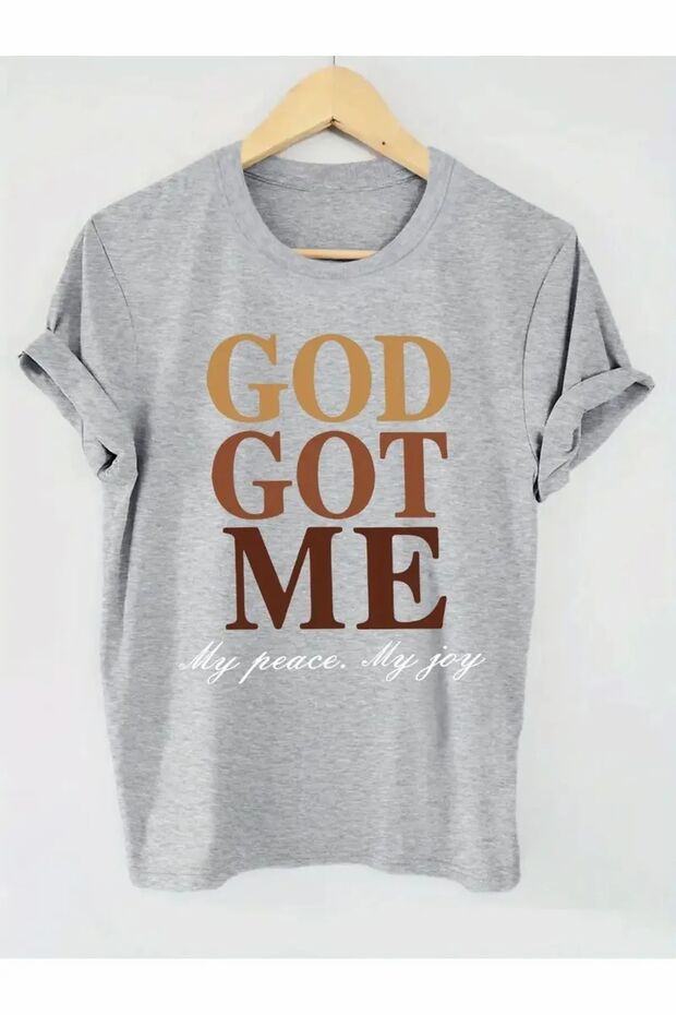 Inspirational Letter Print T-Shirt - Soft Crew Neck Short Sleeve Top for Women