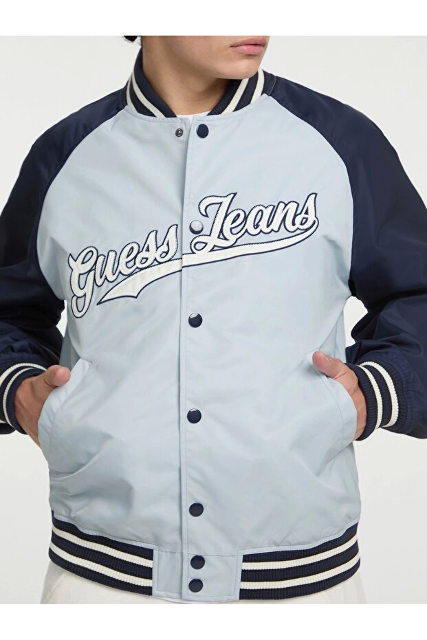 GJ RAGLAN BOMBER WITH PATCH Erkek Mavi Ceket M5GL32WHAA2-G7O7 - 4