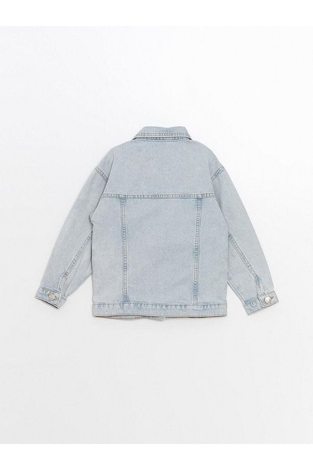 Asit Yıkamalı Basic Uzun Kollu Kız Çocuk Jean Ceket - 3