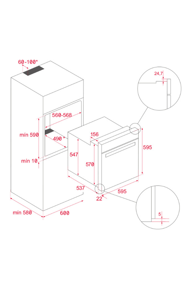 STEAKMASTER 70 LT. SİYAH CAM 700 DERECE PİROLİTİK ANKASTRE FIRIN - 3