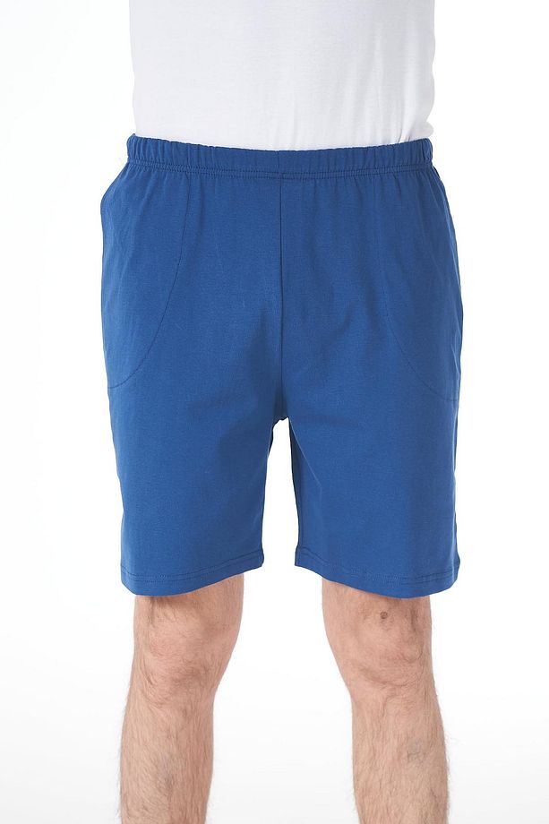 Erkek Pijama Penye Şort Tek Alt 151 Düz Mavi - 2