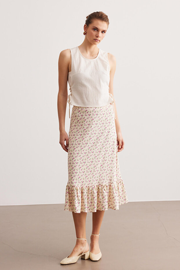 Ecru Basic Drawstring Blouse - 3