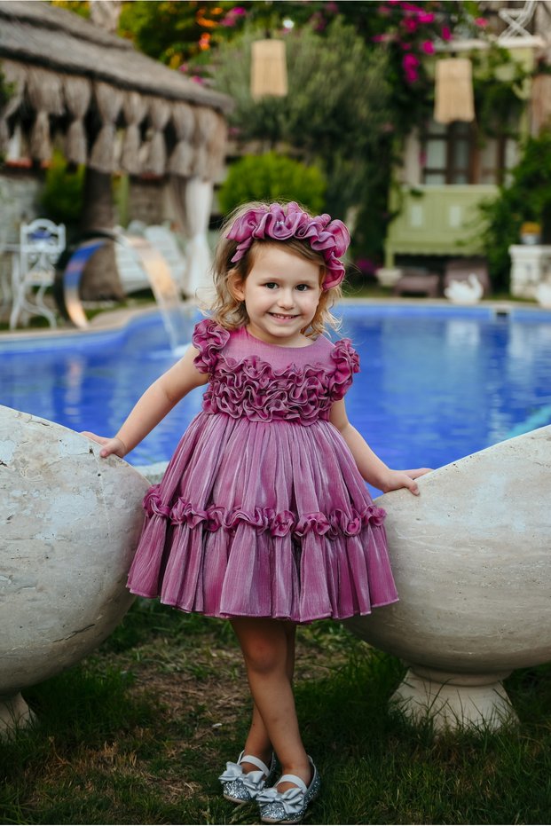 Girl's Special Occasion Evening Dress - Ruffled, Special Design - Evening Dress with Crown Accessories_2461