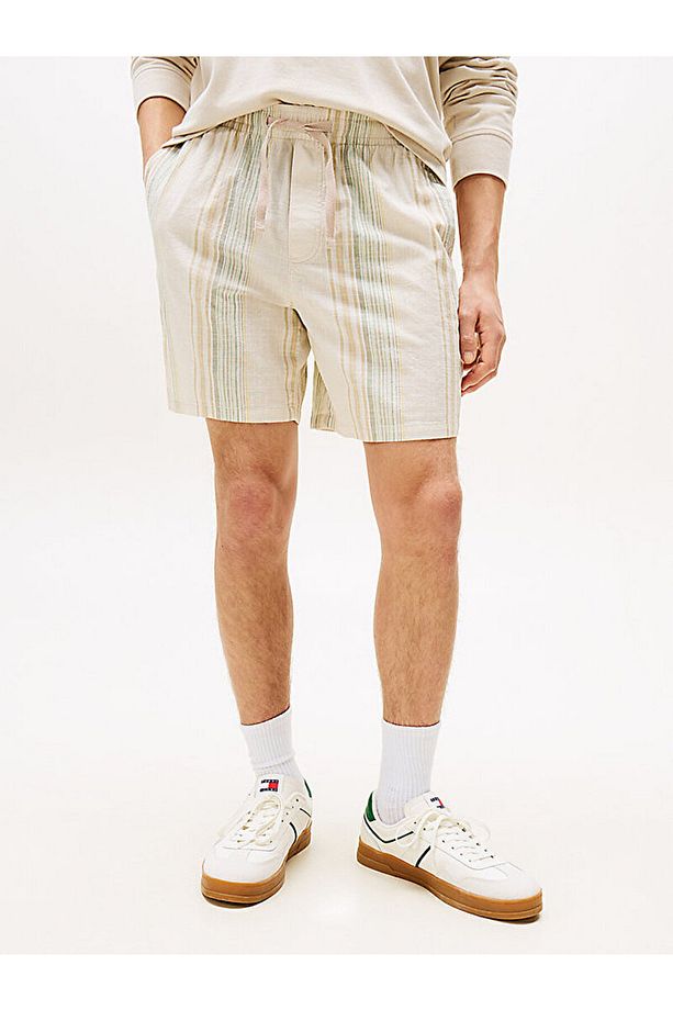 Textured Stripe Loose Shorts - 1