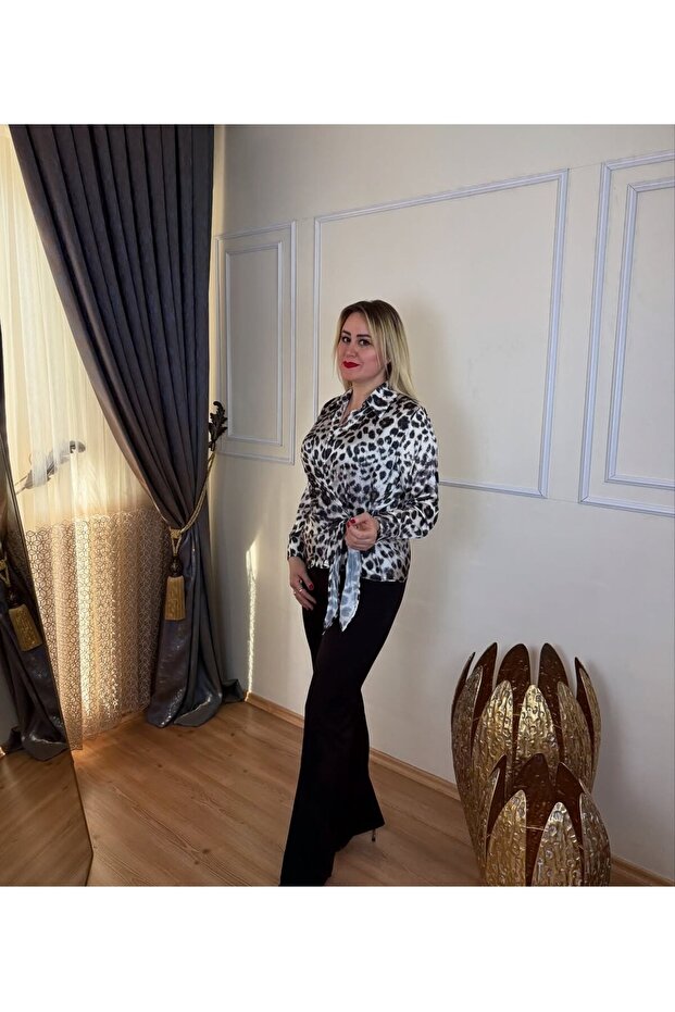 leopar desenli gömlek - 2