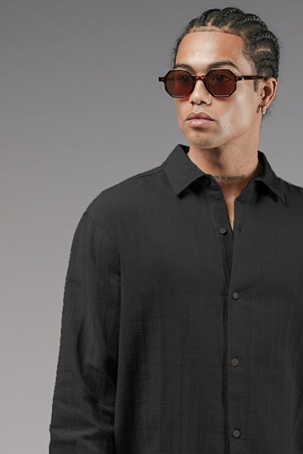 Cămașă de in solid cu mânecă lungă - 5