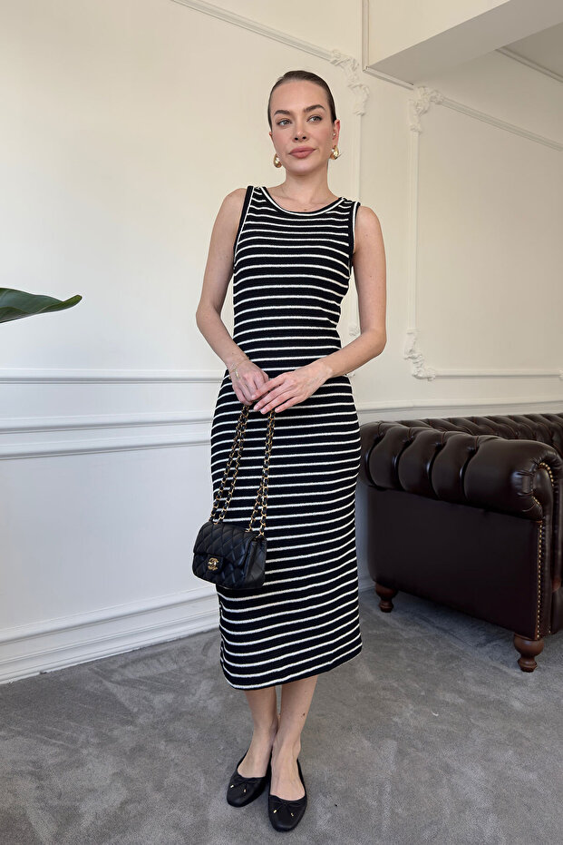 فستان أساسي مخطط مرسيريزد - أسود - 1