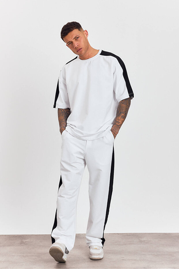 Erkek Oversize Şeritli Alt Üst Takım - 1