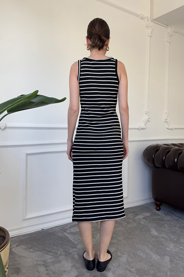 فستان أساسي مخطط مرسيريزد - أسود - 7