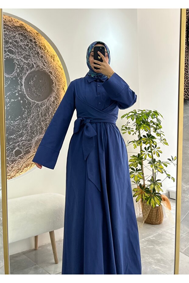 Belden Bağlamalı Elbise - 6