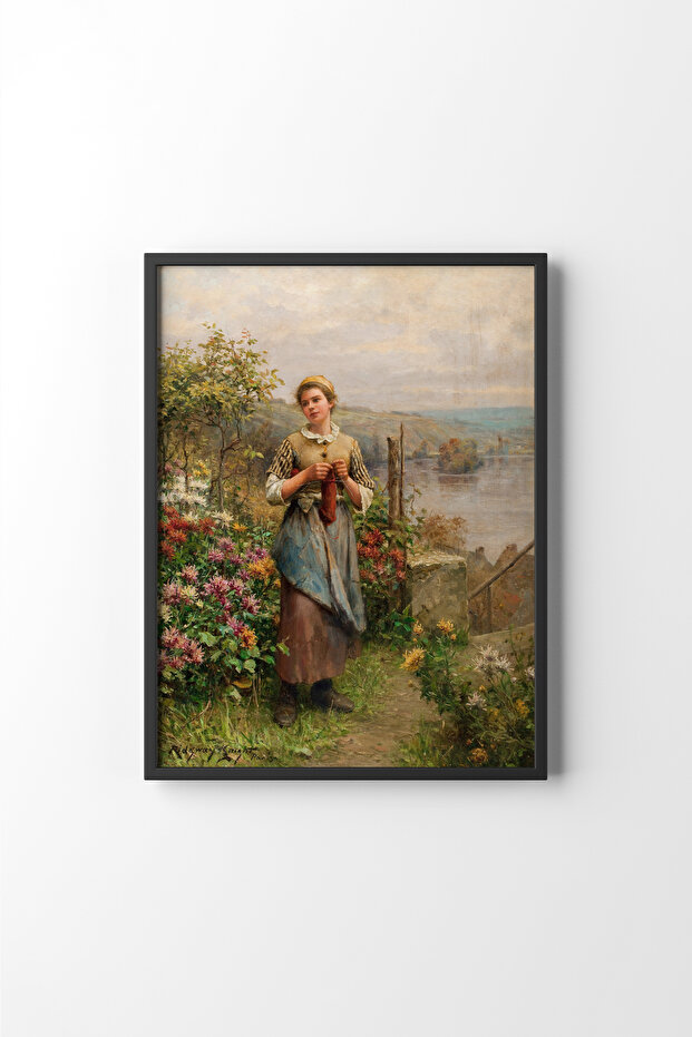 Knitting Knitting Young Woman - Black Frame