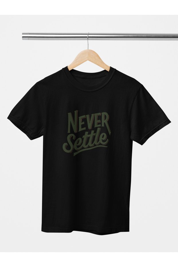 Women/Men 100% Cotton Never Settle Transfer Printed Round Neck Short Sleeve Tee