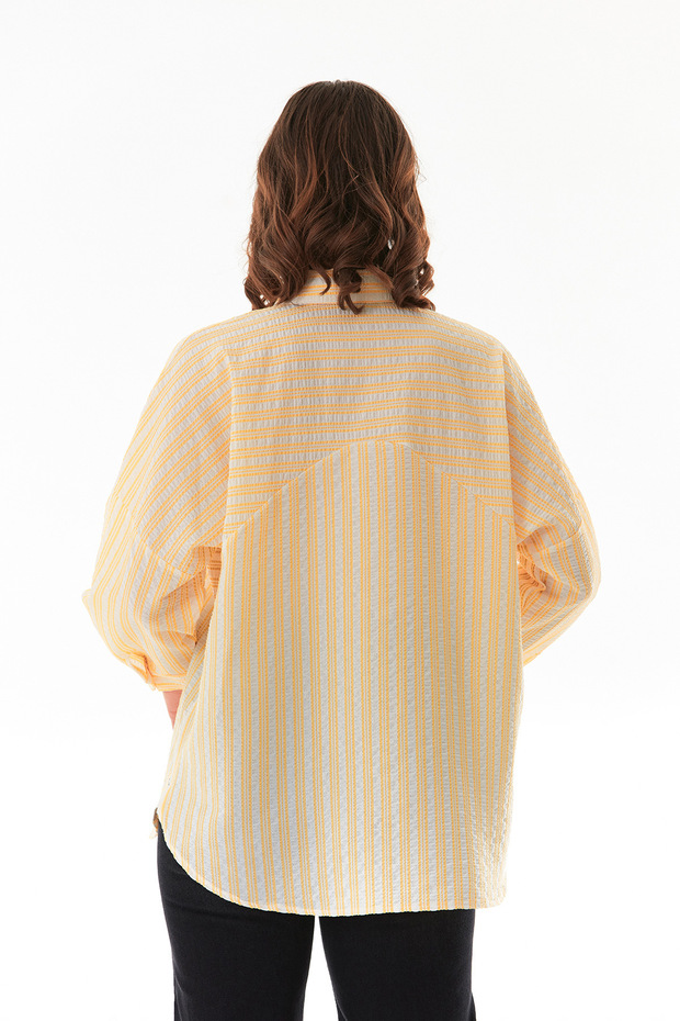 Çizgili Oversize Gömlek - 5