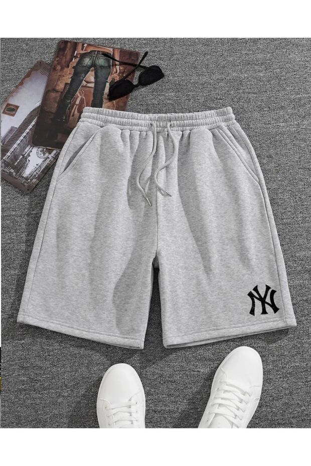 Unisex Ny Printed Gray Summer Shorts