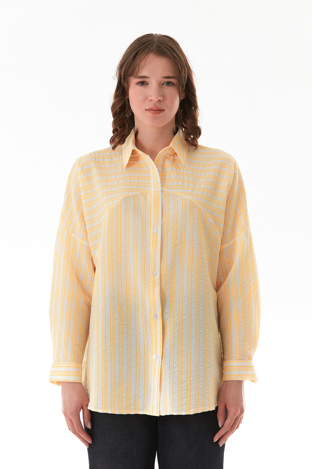 Çizgili Oversize Gömlek - 2