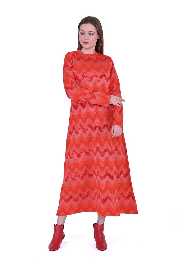 İNVEE 6838 Oranj Triko Elbise - 3