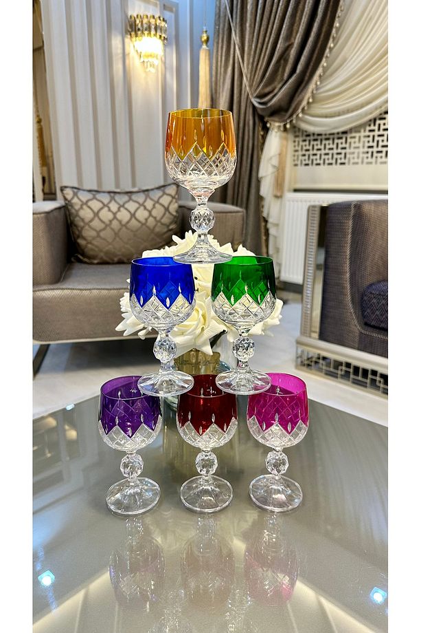 Bohemia Kristal Renkli 150 ml Sterna Ayaklı Kahve Yanı Su Bardağı - 1