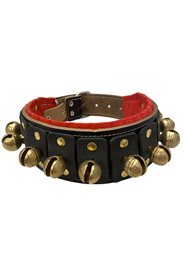 Kangal Dog Collar - with 11 Bells - Genuine Leather