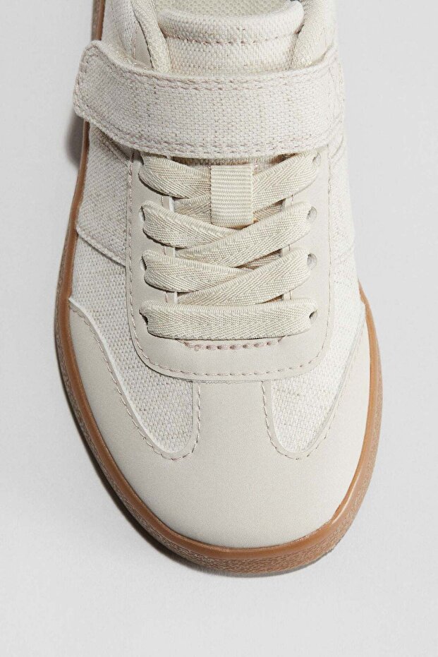 Linen-blend trainers