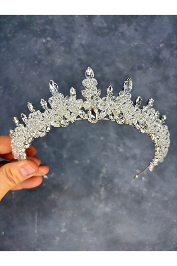 Pearl Cream Lycia Bead Embroidered Bridal Henna Crown