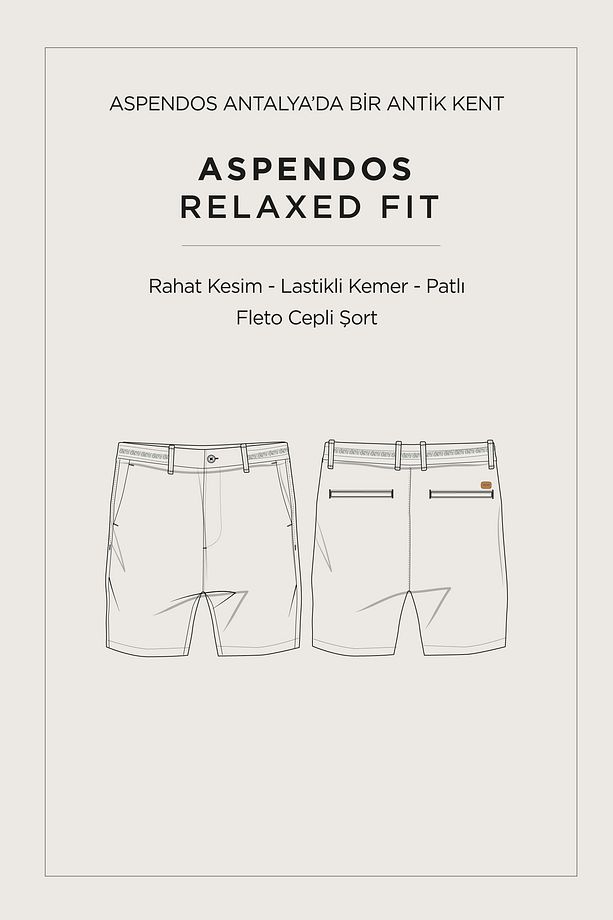 Erkek Somon Beli Lastikli Pamuk Karışımlı Aspendos Şort A41y3733 - 4