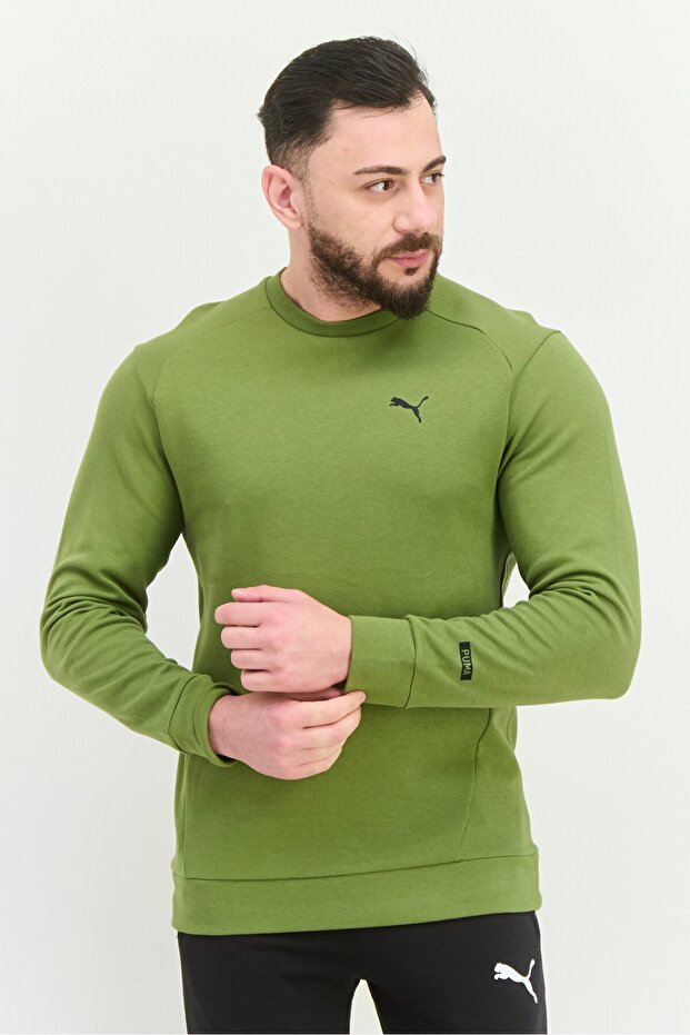 Men Sportswear Fit Long Sleeve Outdoor Sweatshirt, Olive