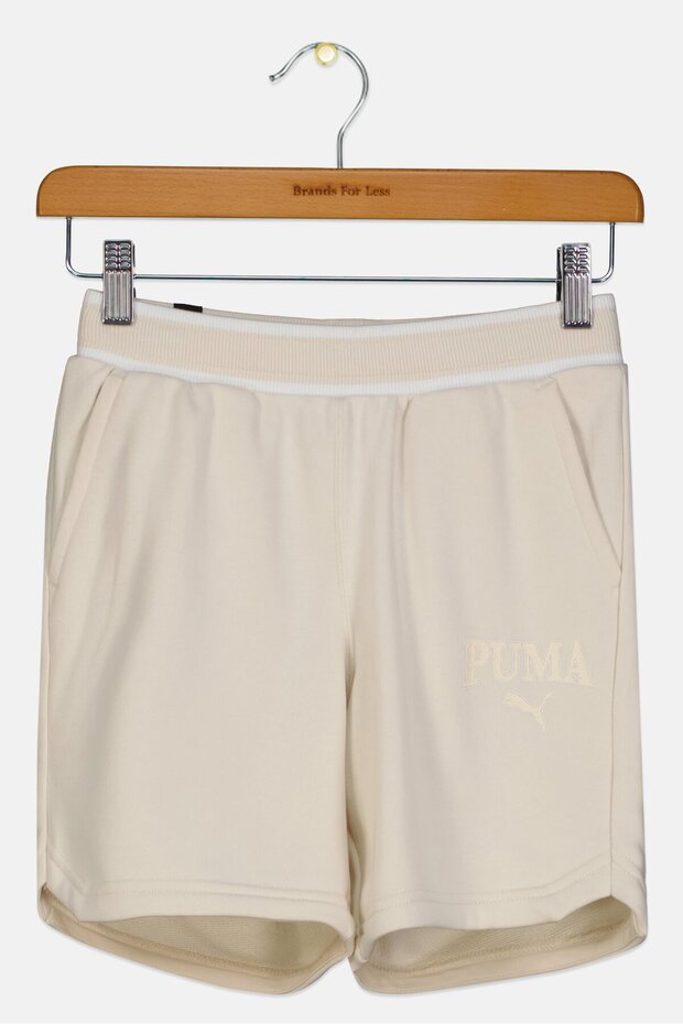 Kids Girl Sportswear Fit Brand Logo Training Shorts, Beige