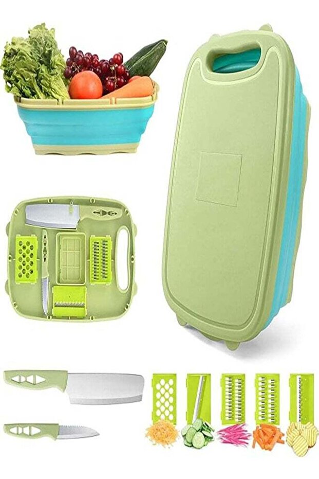 9-in-1 Collapsible Camping Cutting Board,Colander,Portable for RV Travelers