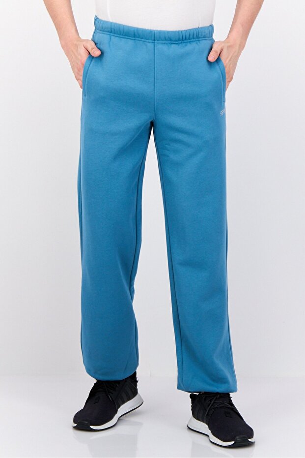 Men Regular Fit Brand Logo Sweatpants, Teal Blue