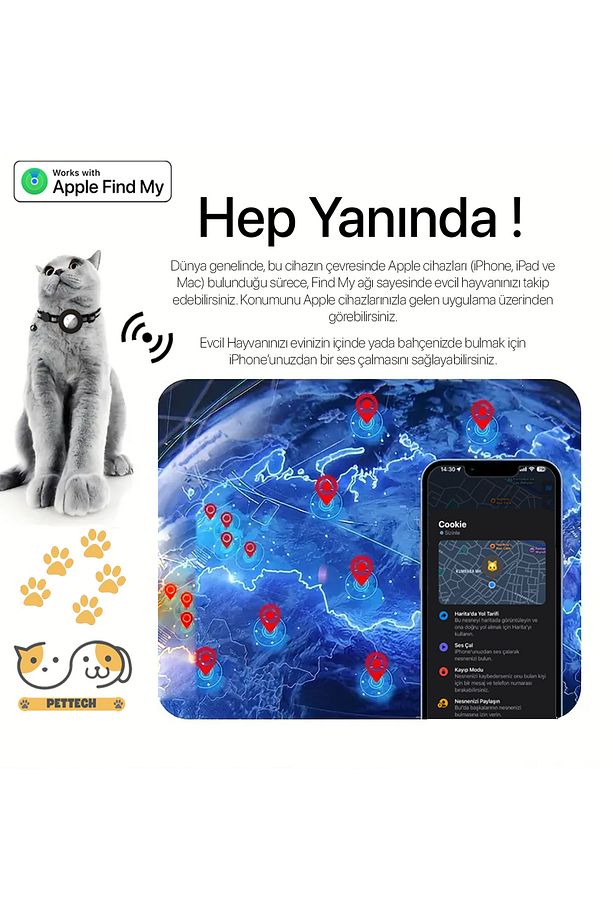 Airtag'li Kedi Takip Tasması - Evcil Hayvanlar Için Özel Tasarım - 4