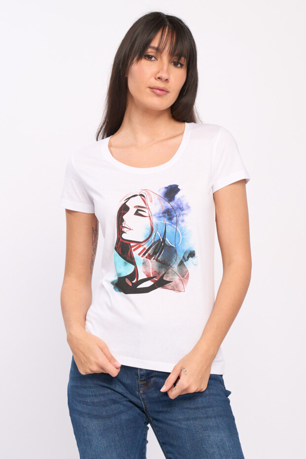 Tricou dama maneca scurta cu model imprimat