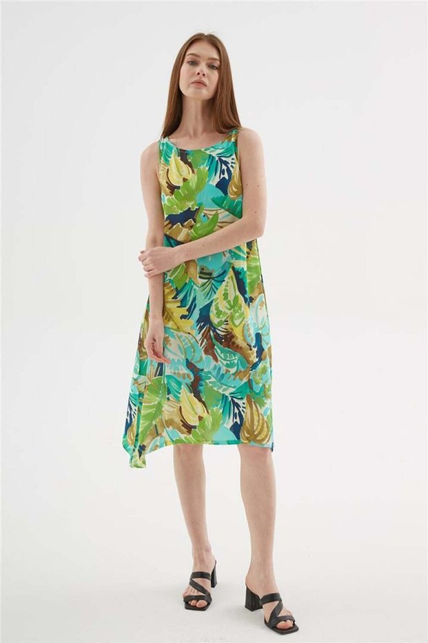 Sleeveless Viscose Dress Blue