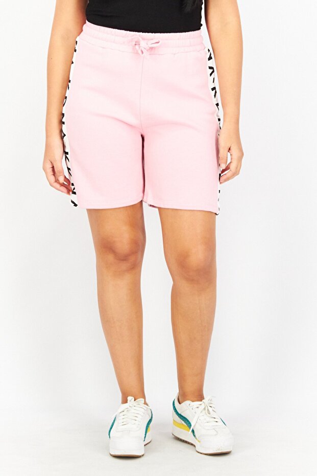 Women Brand Logo Basic Shorts, Pink