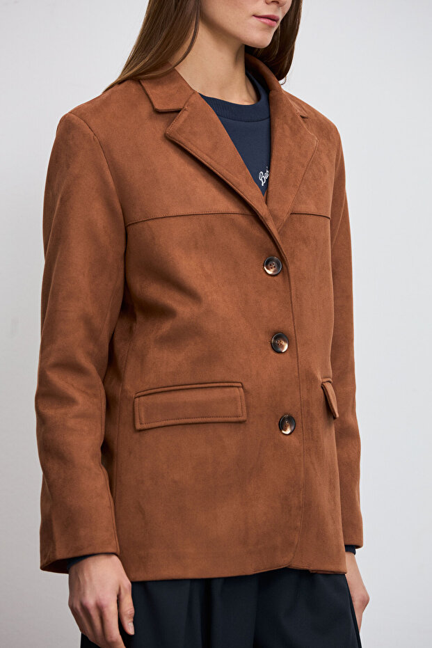 Süet Düğmeli Ceket - 2