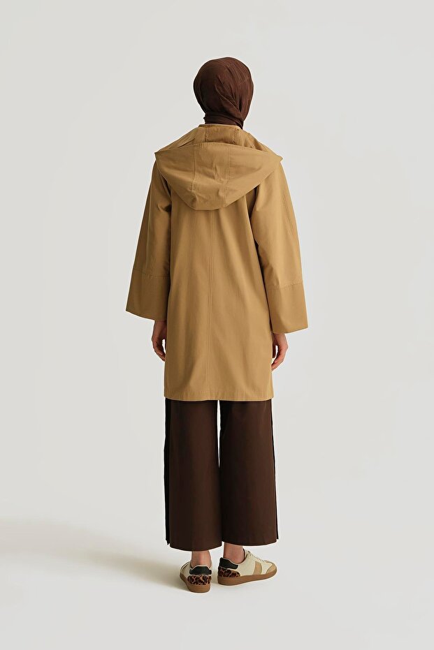 Kapüşonlu Kruvaze Kap 25y7814 Kum - 5