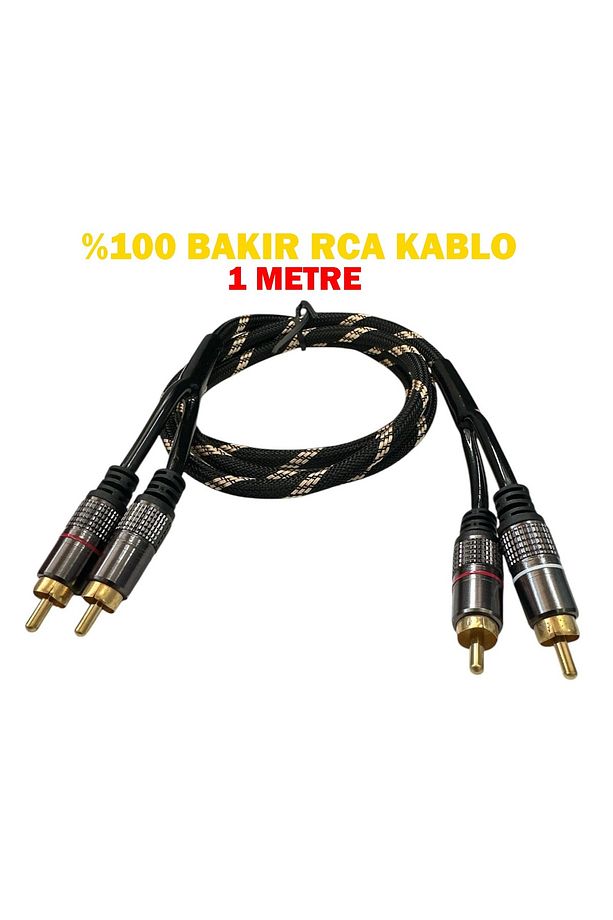 Amfi Rca Kablosu - %100 Bakır Parazit Yapmaz - 2 Giriş 2 Çıkış Anfi Rca Kablosu - 1 Metre - 1