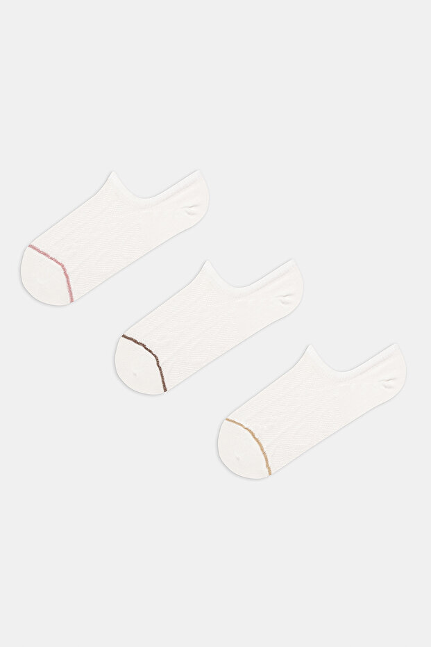 Jacquard 3lü Sneaker Çorap - 1