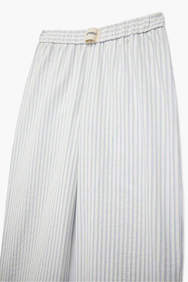 Çizgili Poplin Pantolon - 5