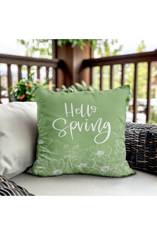 Green Spring Themed Velvet Cushion Cover 43X43 cm Double Sided Printing