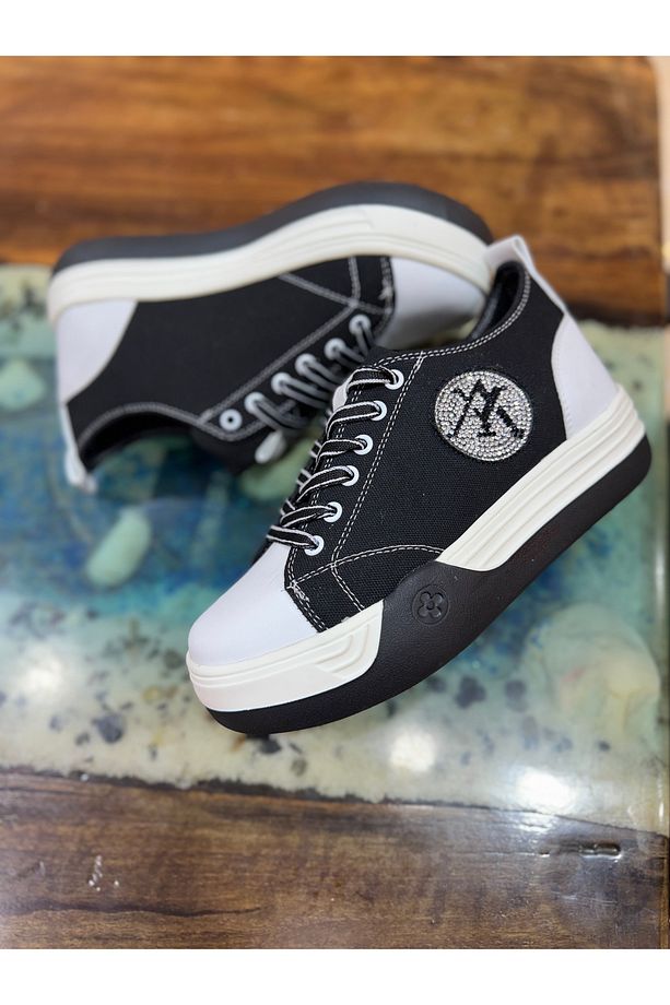 Kadın Taşlı Bağcıklı Şık Sneaker Ayakkabı Rahat TPU Lüks Taban RM777 - 4