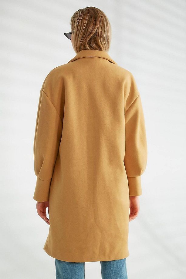 Kol Detaylı Cepli Kaşe Kaban Camel - 3