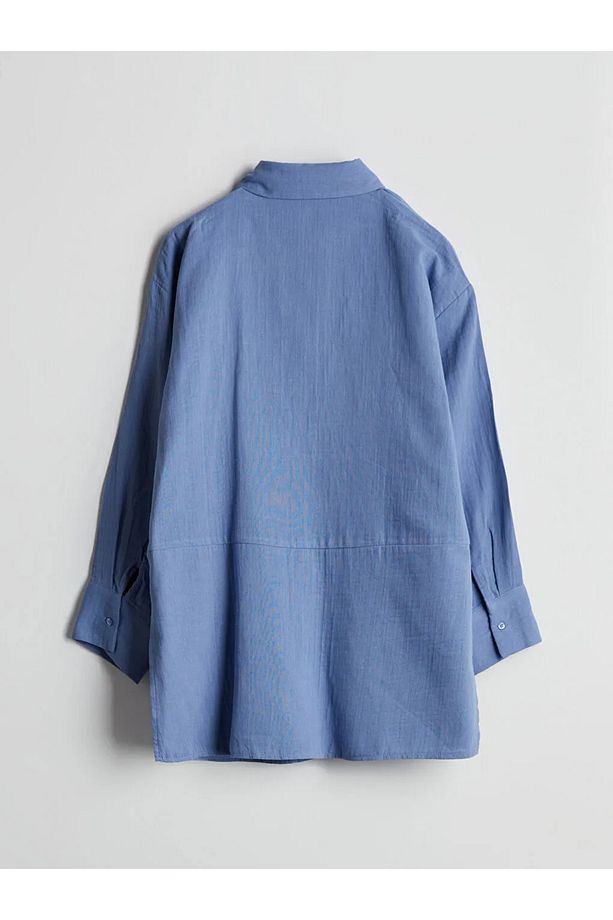 LCW Modest Mavi Oversize Müslin Kadın Gömlek Tunik - 2