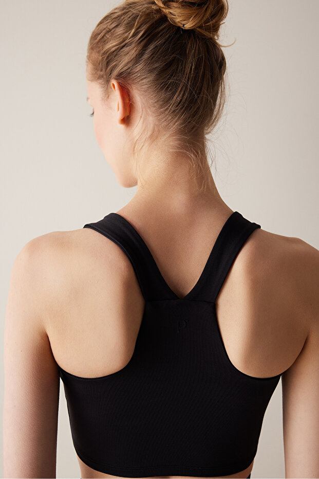 V Yaka Siyah Kısa Üst - 5