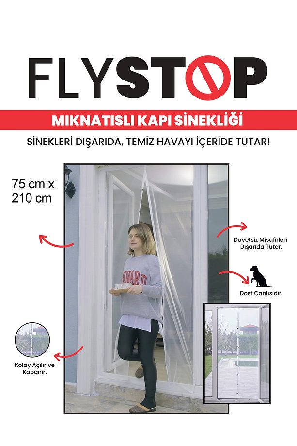 Mıknatıslı Balkon Kapı Sinekliği 75 x 210 cm - 1