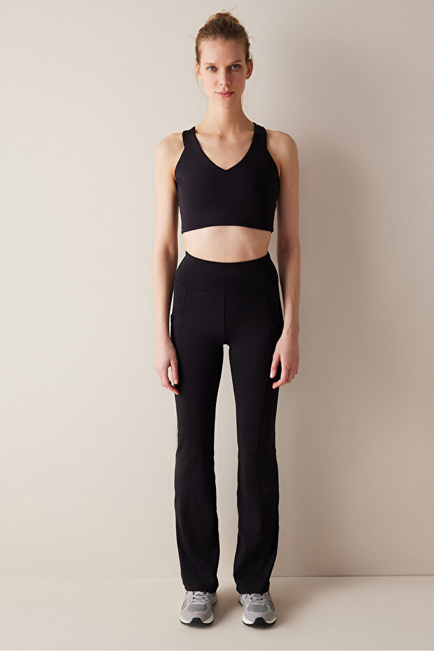 V Yaka Siyah Kısa Üst - 2