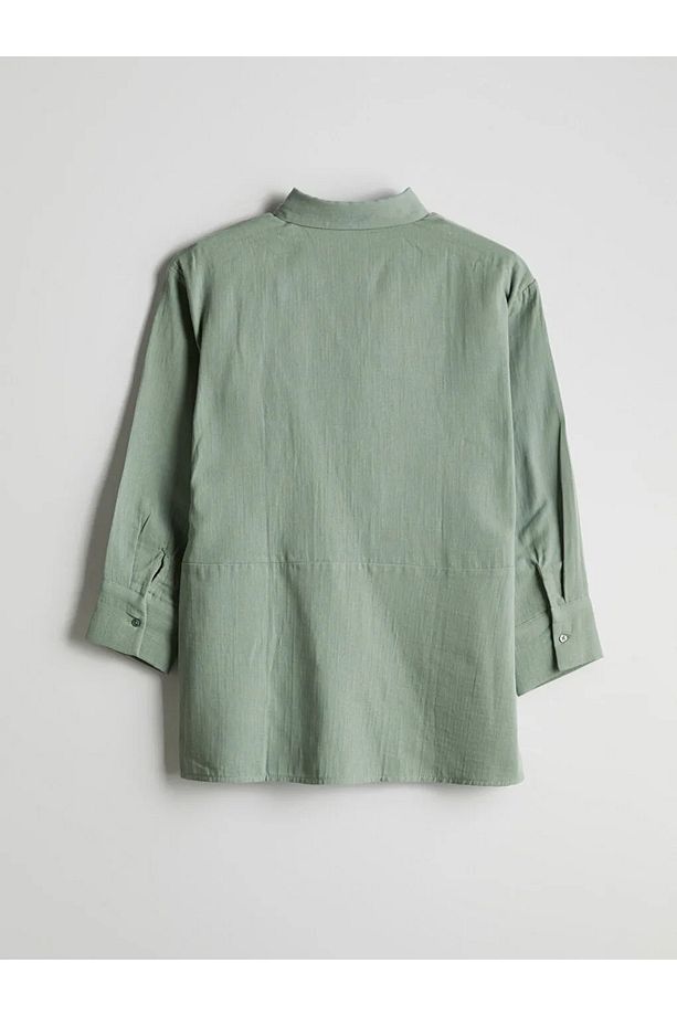 LCW Modest Mavi Oversize Müslin Kadın Gömlek Tunik - 2