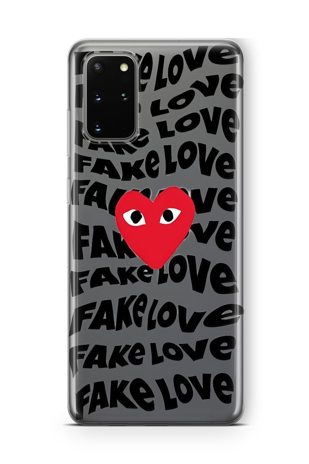 حافظة شفافة مطبوعة بتصميم الحب المزيف المتوافقة مع هاتف Galaxy S20 Plus